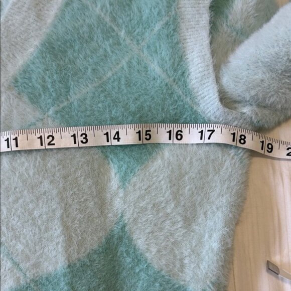 House of Sunny Light Blue Argyle V-Neck Sweater/ Sweater Vest - Picture 8 of 10